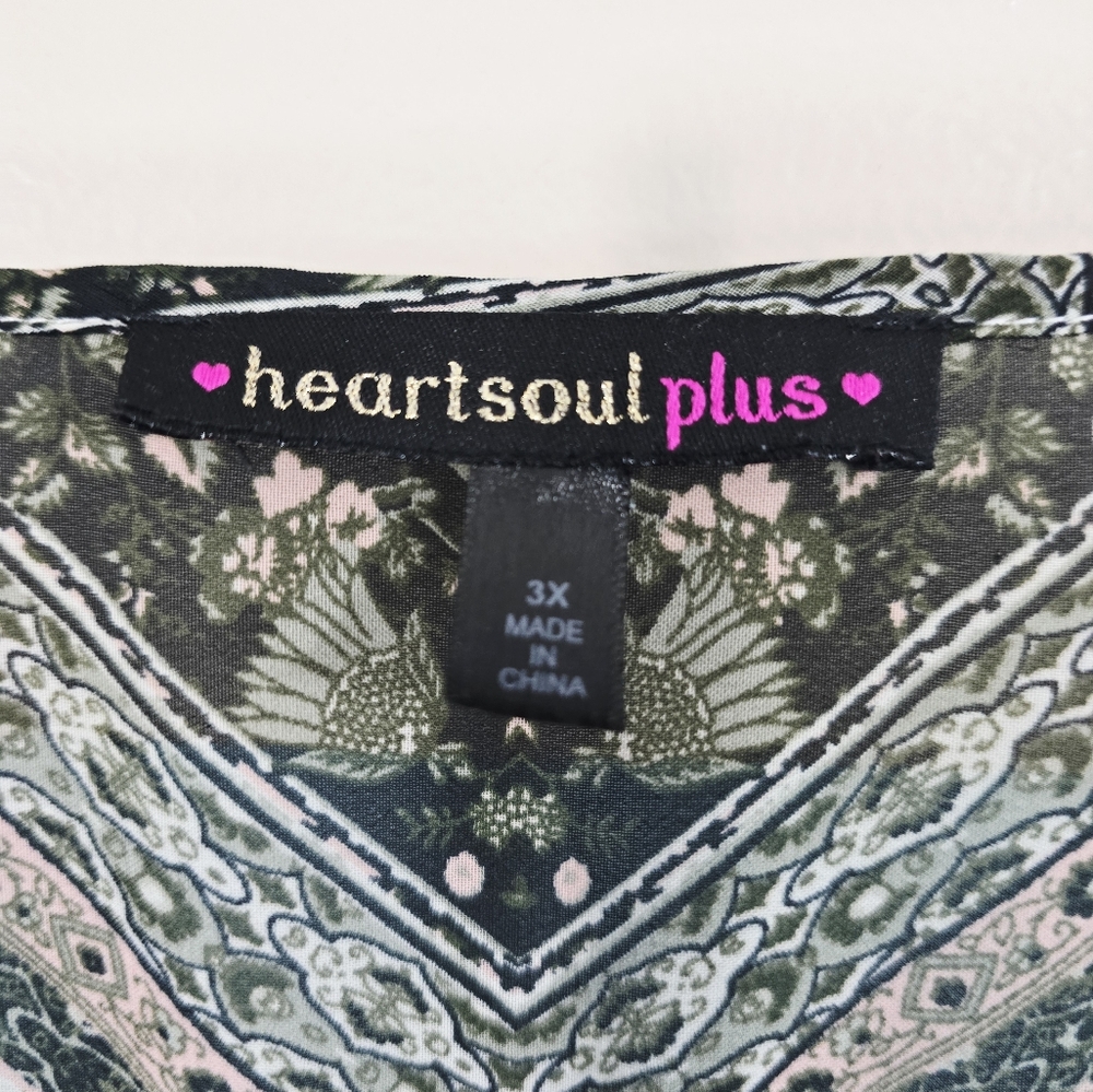 HeartSoul Half Sleeve - Green, Cream, Brown Blouse - Picture 7 of 8
